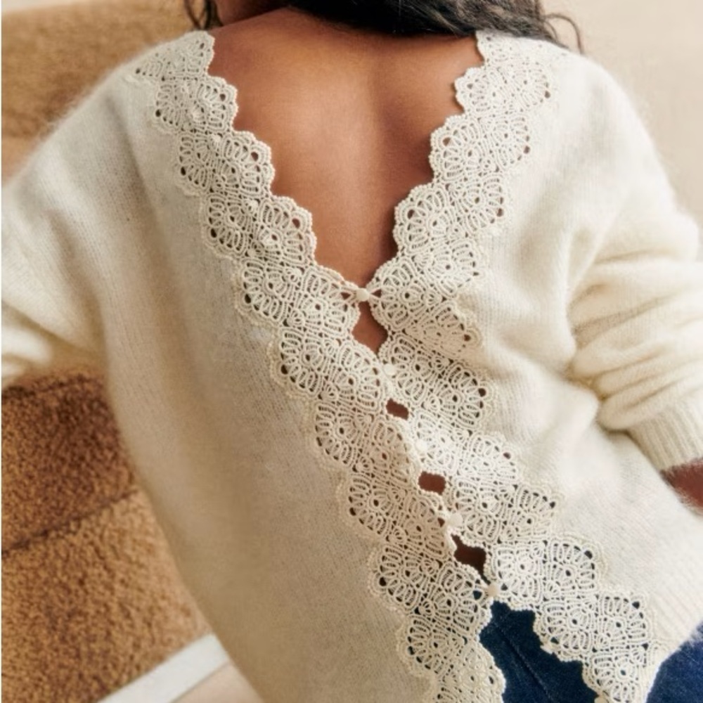Sezane astride jumper sweater in ecru
